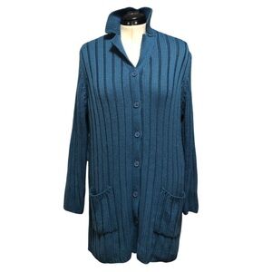 🔹CLAUDIA D Women's Blue Ribbed Sweater🔹